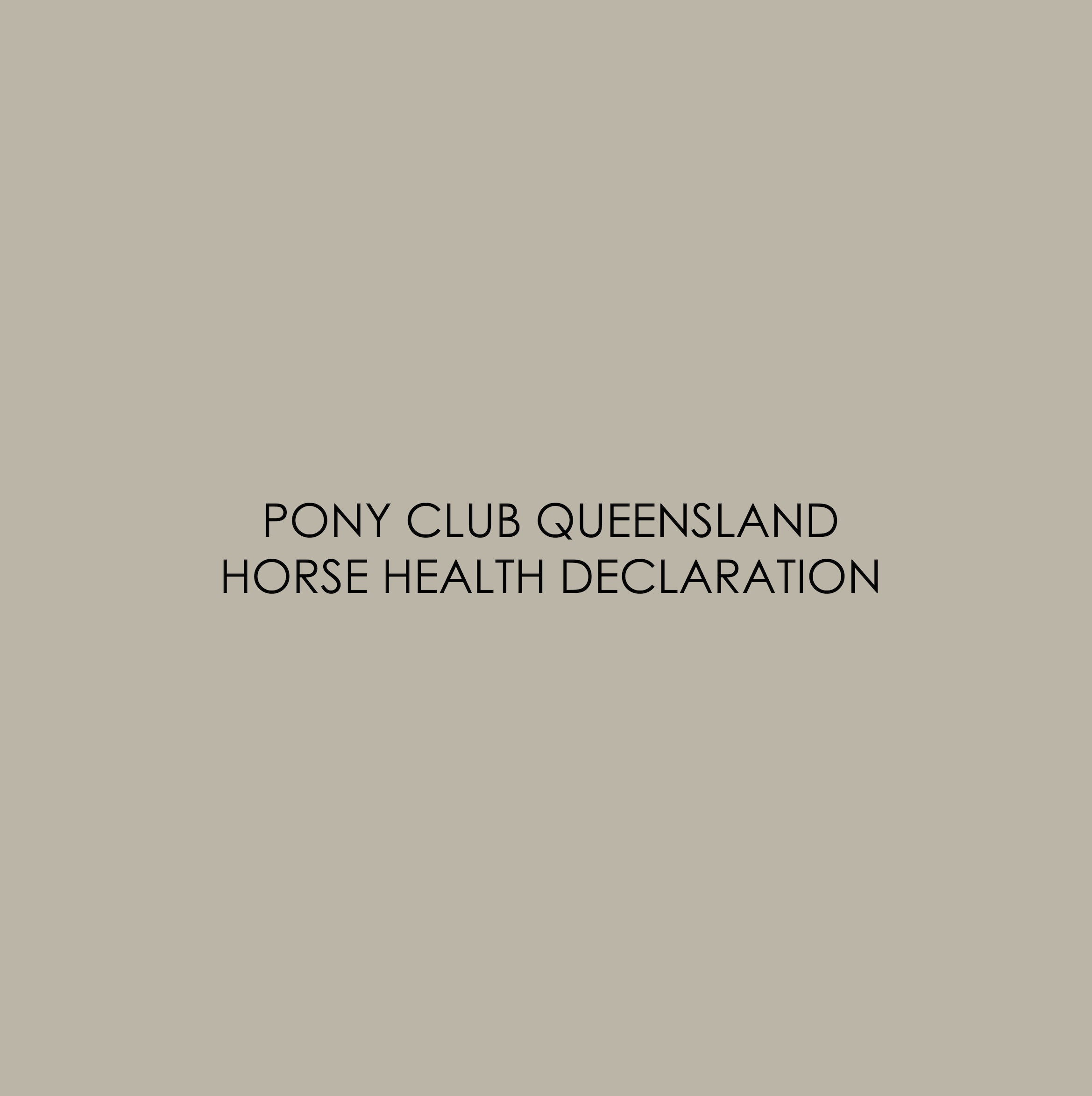 Pony Club Queensland Horse Health Declaration Tanja Mitton