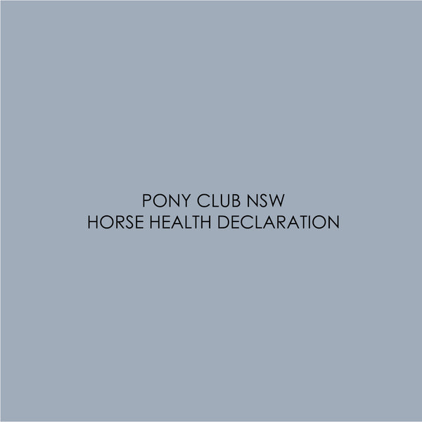 Pony Club NSW Horse Health Declaration